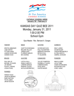 KANSAS DAY QUIZ BEE 2011 Monday, January 31, 2011