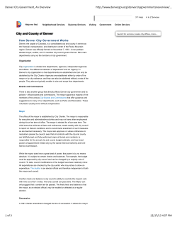 Denver City Government, An Overview