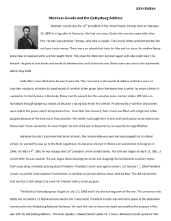 John Kaljian Abraham Lincoln and the Gettysburg Address