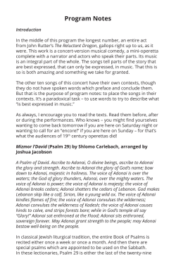 Program Notes - La Crosse Chamber Chorale