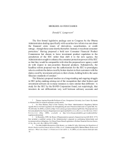 BROKERS AS FIDUCIARIES Donald C. Langevoort* The first formal