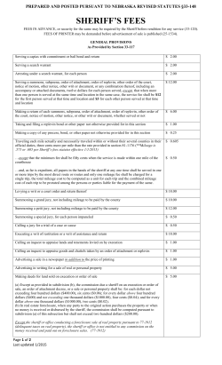 sheriff`s fees - Nebraska Sheriffs` Association