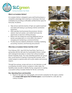 Culinary Incubator Fact Sheet What is an incubator kitchen? An
