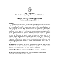 Goa University Syllabus of B. A. (English) Programme For the