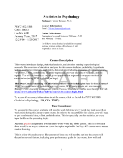 Statistics in Psychology - UNH Course Search