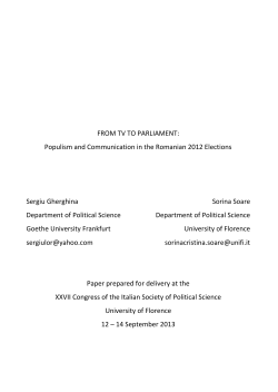 Populism and Communication in the Romanian 2012 Elections