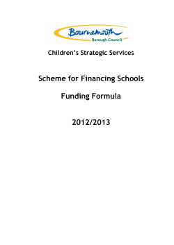 Scheme for Financing Schools Funding Formula 2012/2013