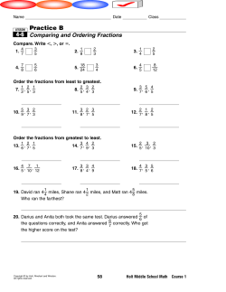 Comparing and Ordering Fractions