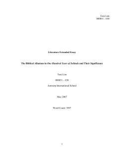 Literature Extended Essay The Biblical Allusions in One