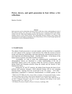 Power, slavery, and spirit possession in East Africa: a few reflectionsD