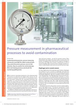 Trade article Pressure measurement in pharmaceutical processes to