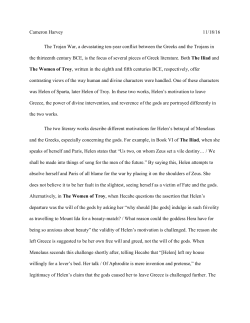 Cameron Harvey 11/18/16 The Trojan War, a devastating ten