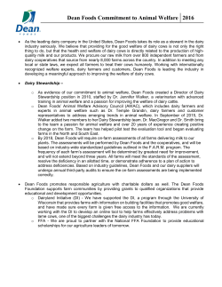 Dean Foods Commitment to Animal Welfare 2016