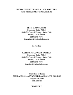 HIGH CONFLICT FAMILY LAW MATTERS AND
