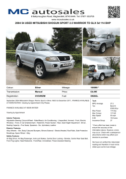 2004 54 USED MITSUBISHI SHOGUN SPORT 2.5 WARRIOR TD