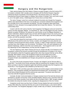 Hungary and the Hungarians