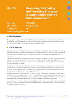 Unit 9: Measuring, Estimating and Tendering Processes