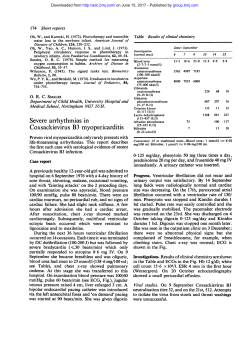 Severe arrhythmias in Coxsackievirus B3 myopericarditis
