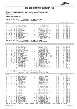 3YO (0-75) 1000M WAS DIVIDED BY SEX WEIGHTS FOR