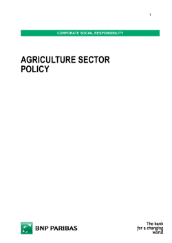 CSR sector policy - Agriculture