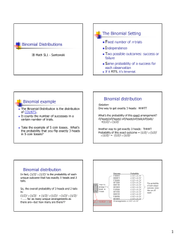 Binomial Distributions The Binomial Setting Binomial example