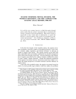 eugenic feminism: mental hygiene, the women`s movement, and the