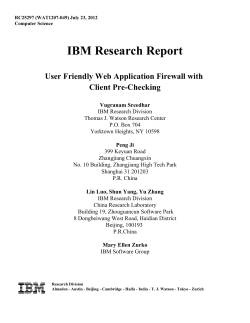 IBM Research Report User Friendly Web Application Firewall with