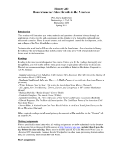 History 283 Honors Seminar: Slave Revolts in the Americas