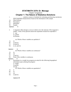 Chapter 1: The Nature of Statistics