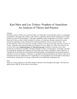 Karl Marx and Leo Tolstoy: Prophets of Anarchism An Analysis of