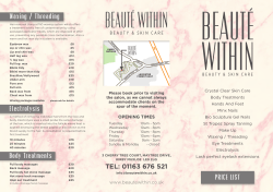 TEL: 01163 676 521 Waxing / Threading Electrolysis Body