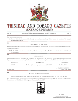 Gazette No. 73 of 2016 - Trinidad and Tobago Government News