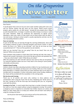 1 June 2016 - Siena Catholic Primary School