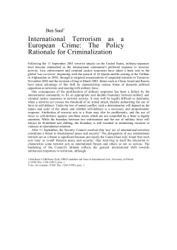 International Terrorism as a European Crime: The Policy Rationale