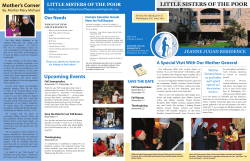 LITTLE SISTERS OF THE POOR Upcoming Events Mother`s Corner