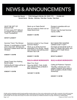 Current Offers from Towne East Square as of 4/15/2017