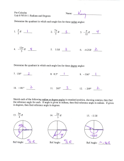Pre-Calculus Unit 8 WS 8-1
