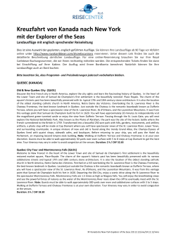 Kreuzfahrt von Kanada nach New York mit der Explorer