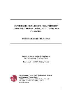 Experiences and Lessons from International Special Courts