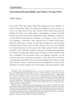 International Responsibility and China`s Foreign Policy CHAPTER 1