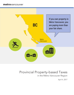 Provincial Property-based Taxes in the Metro Vancouver Region
