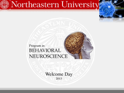 BEHAVIORAL NEUROSCIENCE Welcome Day