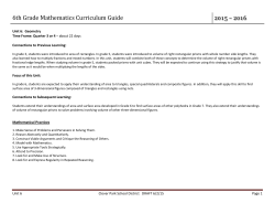 6th Grade Mathematics Curriculum Guide