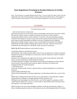 Complete Transcript of State Requirements on Resident Behavior