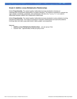 Grade 6- Additive verses Multiplicative Relationships