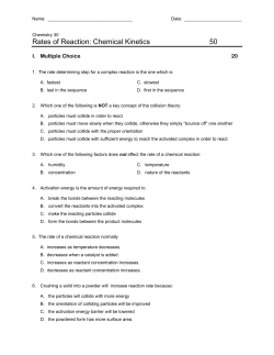 Rates of Reaction: Chemical Kinetics 50