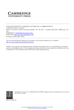 Contesting Hybridity: Evangelistas and Kataristas in Highland Bolivia