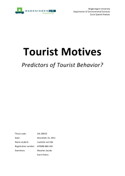 Tourist Motives - Wageningen UR E