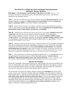 The Three R`s of ESEA Reauthorization