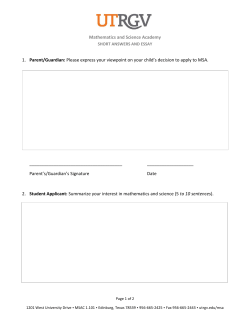 Mathematics and Science Academy 1. Parent/Guardian: Please